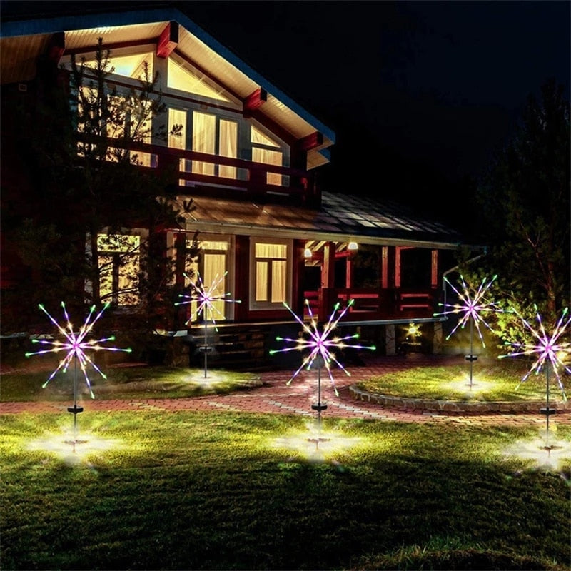 Outdoor Solar Lights Solar Fireworks Lamp Garden Decoration Outdoor Garden 90/120/150 LEDs Lawn Light New Year Christmas Lights - mybesthealthandwellness