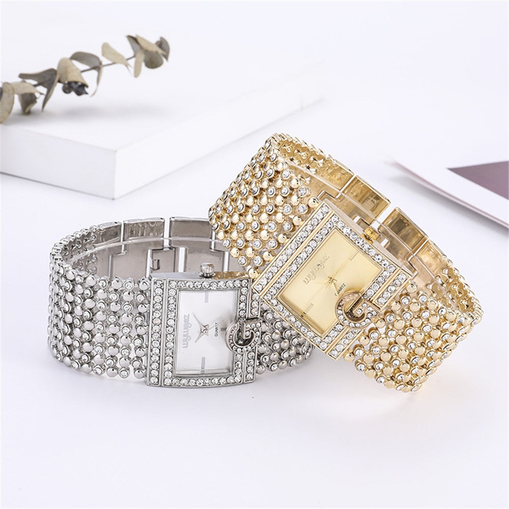 Simple Square Gold Watches Women Fashion Casual Alloy bracelet Ladies Wristwatches 2021 G Diamond Scale Dial Female Quartz Clock - mybesthealthandwellness