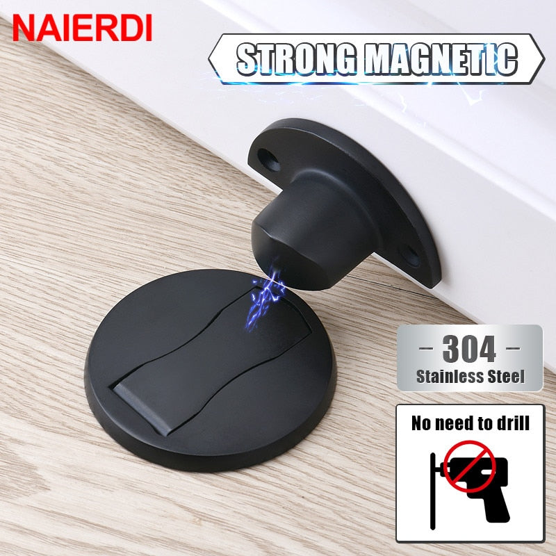 NAIERDI Magnetic Door Stopper 304 Stainless Steel Magnet Door Stops Holder Hidden Catch Floor Doorstop Toilet Furniture Hardware - mybesthealthandwellness