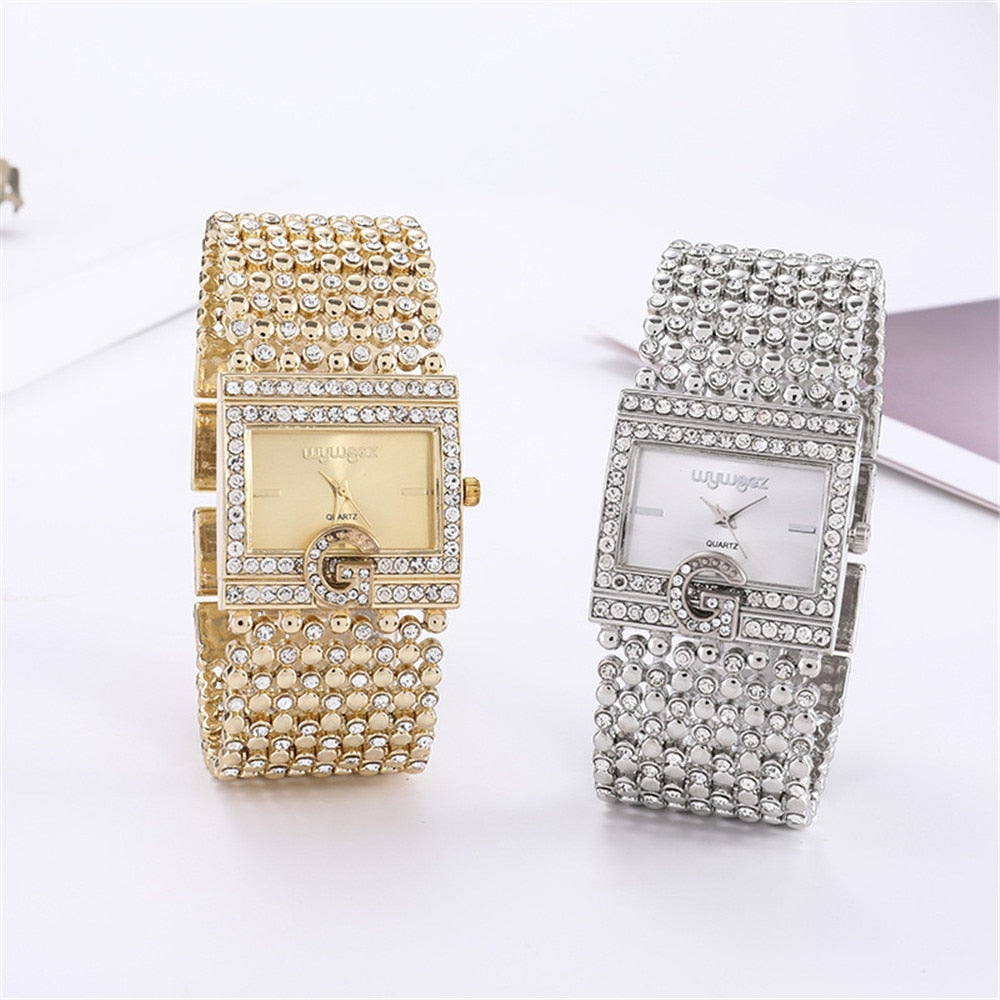 Simple Square Gold Watches Women Fashion Casual Alloy bracelet Ladies Wristwatches 2021 G Diamond Scale Dial Female Quartz Clock - mybesthealthandwellness