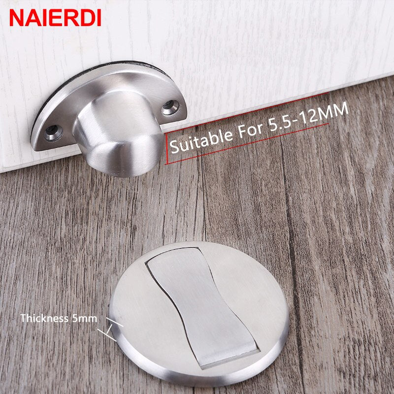 NAIERDI Magnetic Door Stopper 304 Stainless Steel Magnet Door Stops Holder Hidden Catch Floor Doorstop Toilet Furniture Hardware - mybesthealthandwellness