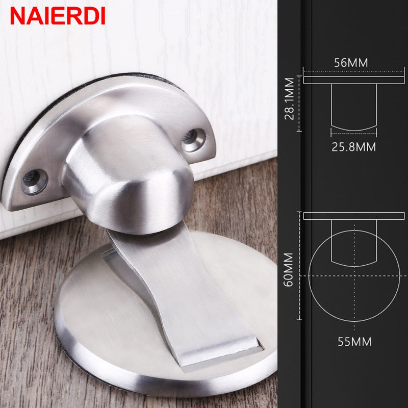 NAIERDI Magnetic Door Stopper 304 Stainless Steel Magnet Door Stops Holder Hidden Catch Floor Doorstop Toilet Furniture Hardware - mybesthealthandwellness