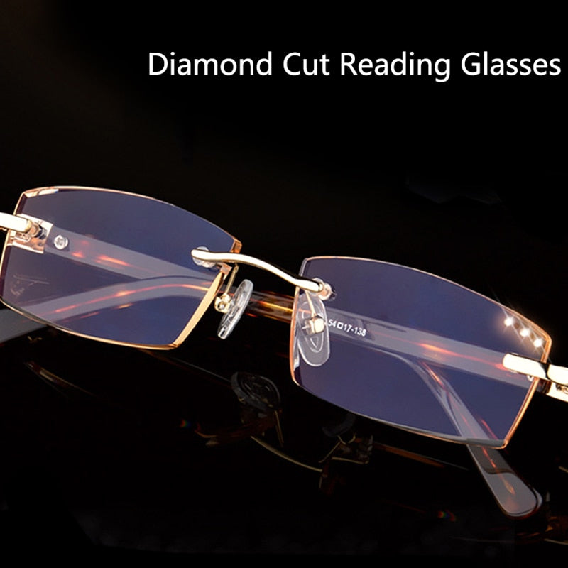 Diamond Cutting Gradient Readers Reading Glasses Men Women Rimless Stylish Tinted Presbyopia Anti Blue Ray Fatigue Uv Protection - mybesthealthandwellness