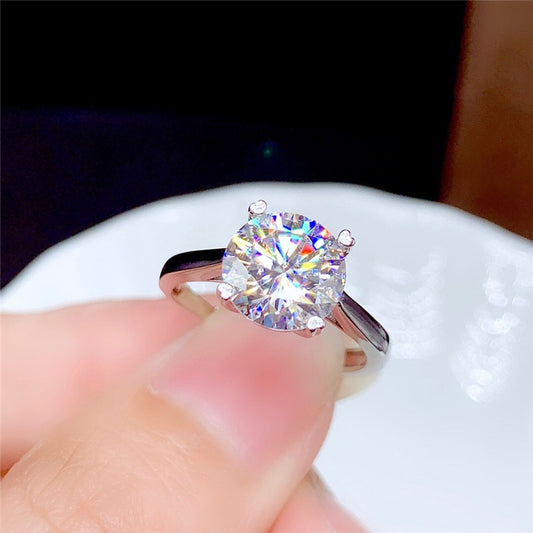 Moissanite Ring 0.5CT 1CT 2CT 3CT VVS Lab Diamond Fine Jewelry for Women Wedding Party Anniversary Gift Real 925 Sterling Silver - mybesthealthandwellness