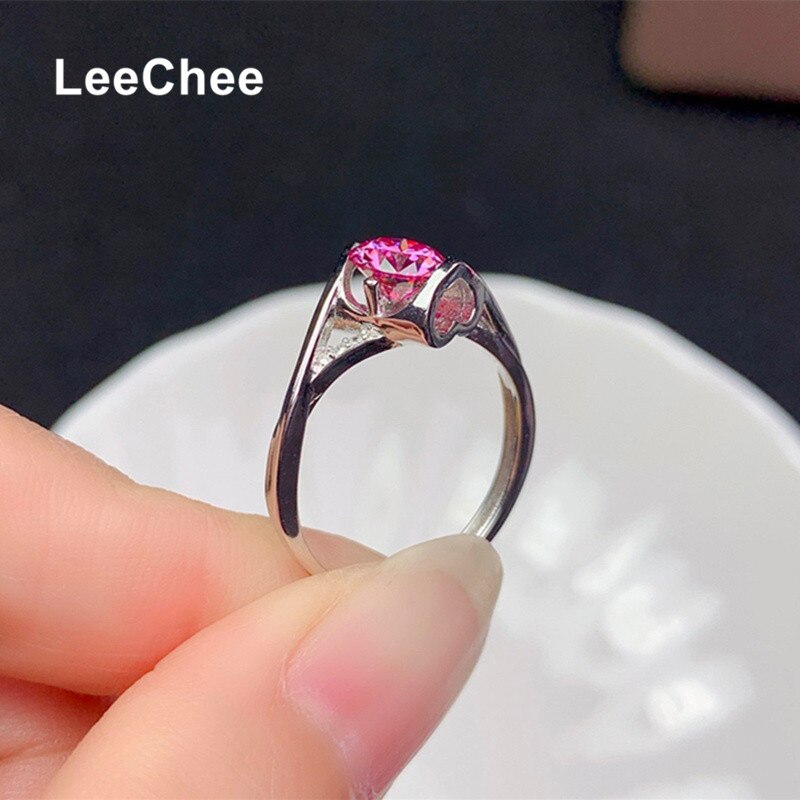 1CT Pink Moissanite Ring 6.5MM VVS Lab Diamond Jewelry for Women Wedding Party Gift Heart Love Design Real 925 Sterling Silver - mybesthealthandwellness