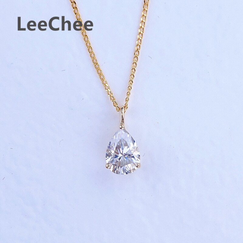 18K Yellow Gold Pendant 0.8CT Real Moissanite Necklace 5*7MM VVS Lab Diamond Fine Jewelry with Certificate AU750 White Rose Gold - mybesthealthandwellness