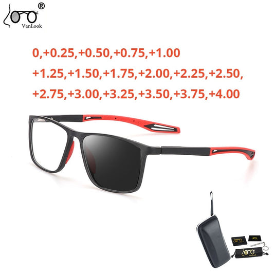 Sunglasses Photochromic Men Women Reading Glasses Big Square TR90 Frame Anti Slip Spectacle For Sport Chameleon Lens +0.25+1.75 - mybesthealthandwellness