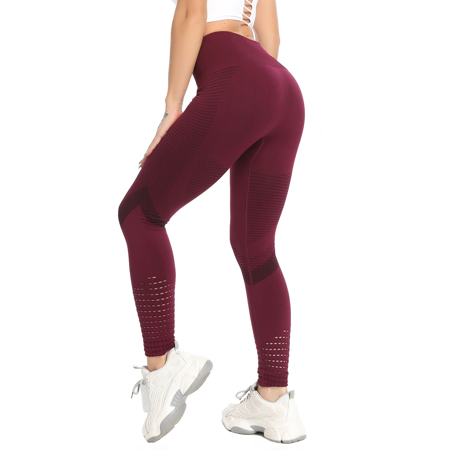 Seamless Yoga Pants Women Leggings High Waist Workout Running Sportwear Push Up Gym Trousers  Hollow Fitness Trainning Leggings - mybesthealthandwellness