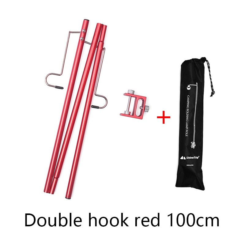 Outdoor Camping Hiking Aluminum Alloy Foldable Lamp Post Pole Portable Fishing Hanging Light Fixing Stand Holder Lantern Stand - mybesthealthandwellness