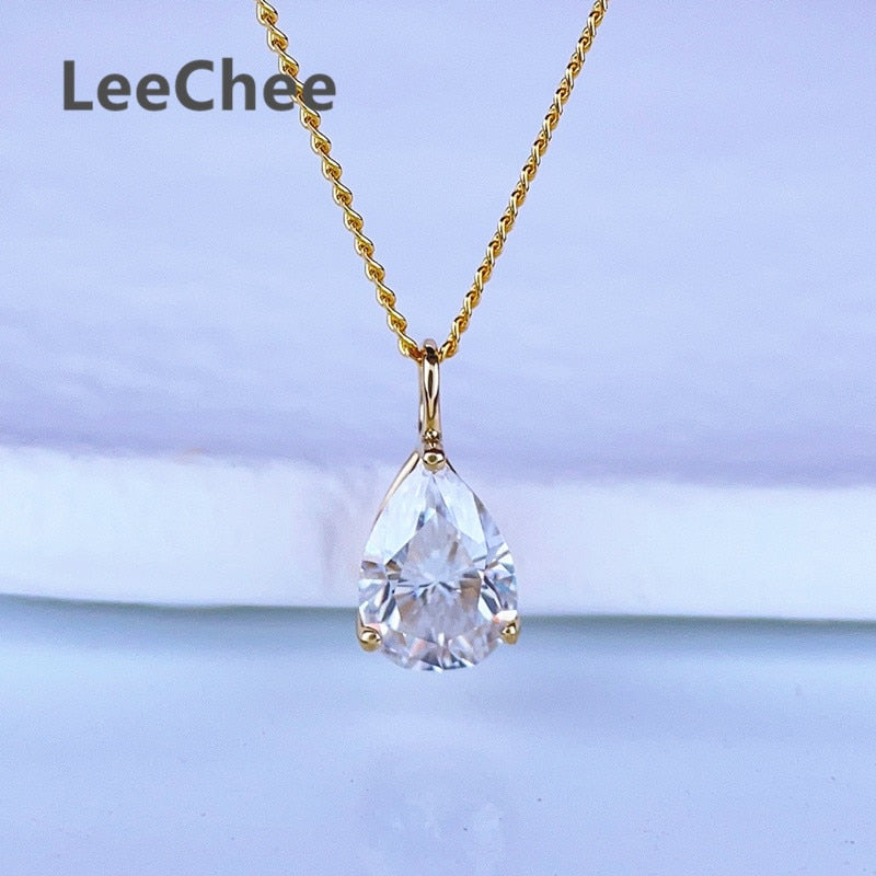 18K Yellow Gold Pendant 0.8CT Real Moissanite Necklace 5*7MM VVS Lab Diamond Fine Jewelry with Certificate AU750 White Rose Gold - mybesthealthandwellness