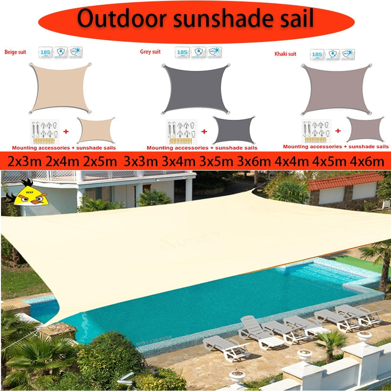 Outdoor waterproof sunshade 420D sunshade sunshade sail camping sunshade cloth large outdoor canopy garden courtyard 4x5m 3x6m - mybesthealthandwellness