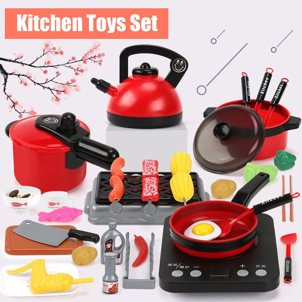 Kitchen Toys Set For Kid Girl Cooking Toy Baby Cutting Fruit Cooking Kitchen Utensils Children Simulation Education Pretend Play - mybesthealthandwellness