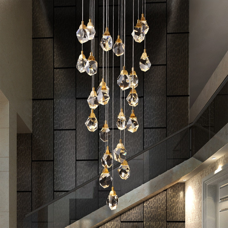 Modern Diamond Crystal Pendant Lights Living Dining Room Ceiling Chandelier Bedroom Kitchen Home Decor Loft Spiral Hanging Lamps - mybesthealthandwellness