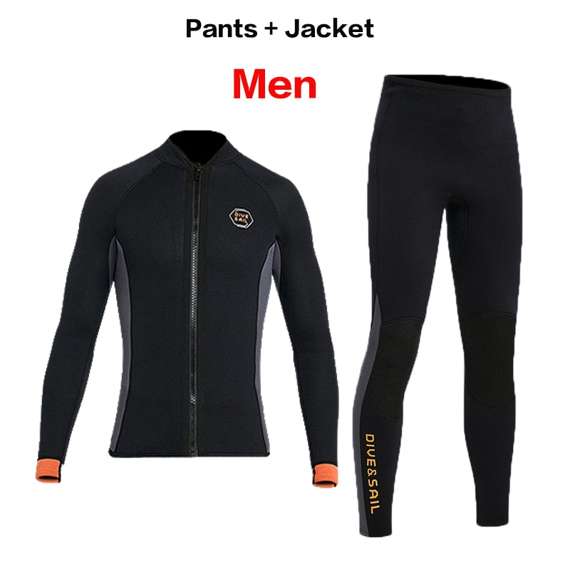 Wetsuit 3MM Neoprene Men Long Sleeve Split Wetsuit Warm Jacket Pants Plus Size Women Swimsuit Scuba Diving Snorkeling Surf Suit - mybesthealthandwellness