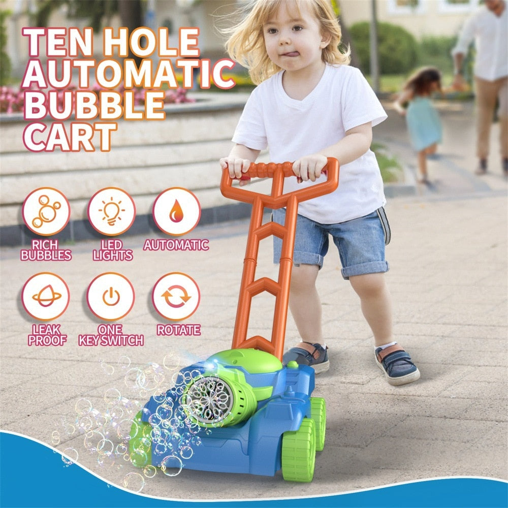 Automatic Lawn Mower Bubble Machine Weeder Soap Maker Blower Baby Activity Walker for Outdoor Kids Toys For Children Gift Boys - mybesthealthandwellness