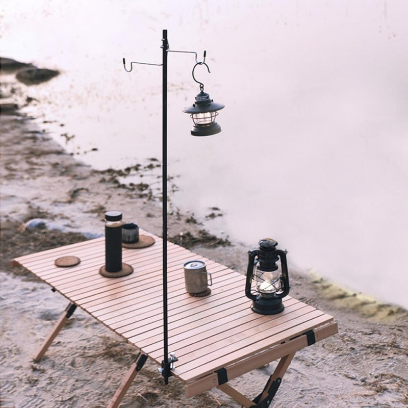 Outdoor Camping Hiking Aluminum Alloy Foldable Lamp Post Pole Portable Fishing Hanging Light Fixing Stand Holder Lantern Stand - mybesthealthandwellness