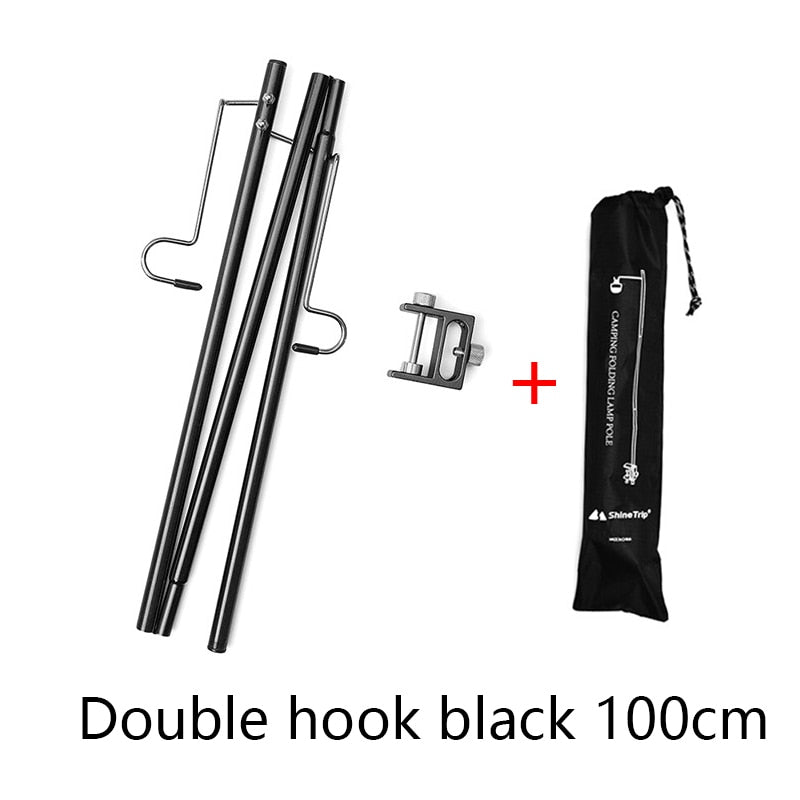 Outdoor Camping Hiking Aluminum Alloy Foldable Lamp Post Pole Portable Fishing Hanging Light Fixing Stand Holder Lantern Stand - mybesthealthandwellness