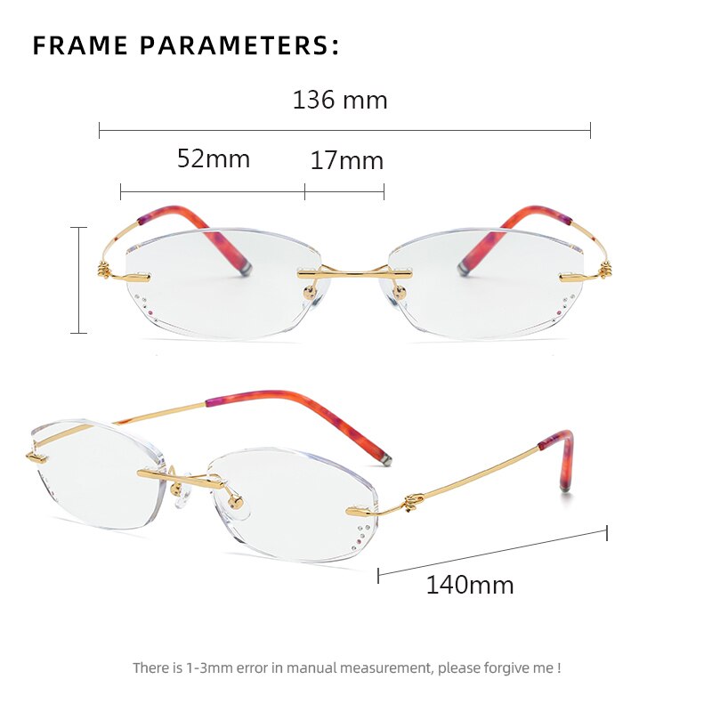 ZIROSAT 8587 Reading Glasses Women Anti Blue Rays Presbyopia Eyeglasses Computer Frameless with +1.0+1.5+2.0 +2.5 +3.0 +3.5 +4.0 - mybesthealthandwellness