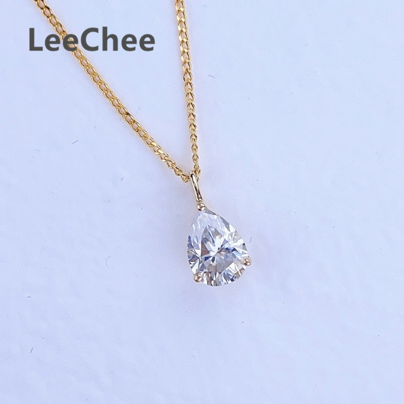 18K Yellow Gold Pendant 0.8CT Real Moissanite Necklace 5*7MM VVS Lab Diamond Fine Jewelry with Certificate AU750 White Rose Gold - mybesthealthandwellness