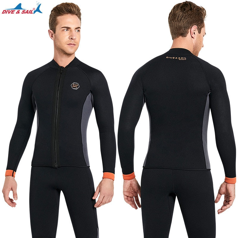 Wetsuit 3MM Neoprene Men Long Sleeve Split Wetsuit Warm Jacket Pants Plus Size Women Swimsuit Scuba Diving Snorkeling Surf Suit - mybesthealthandwellness