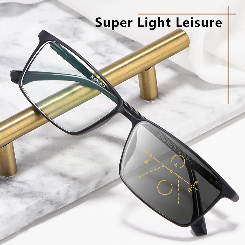 Square Frame Progressive Photochromic Reading Glasses Men High Quality TR90 Hyperopia Glasses Multifocal Transition Eyeglass 225 - mybesthealthandwellness