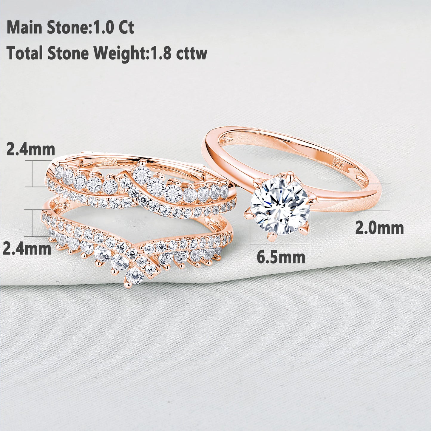 Newshe Yellow/Rose Gold 925 Sterling Silver Engagement Ring Set for Women Enhancer Wedding Band High Grade Zircon Jewelry - mybesthealthandwellness