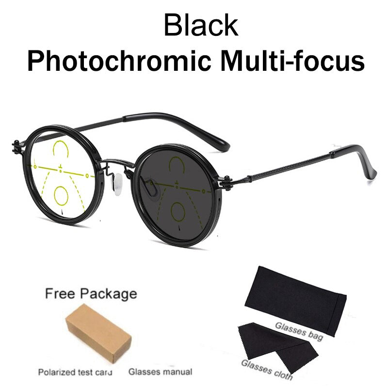 Round frame Retro Progressive Photochromic Reading Glasses Men Women Multifocal Anti blue light Computer Spectacles +1.0 To +4.0 - mybesthealthandwellness